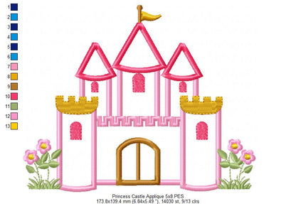 Princess Castle - Applique Machine Embroidery Design