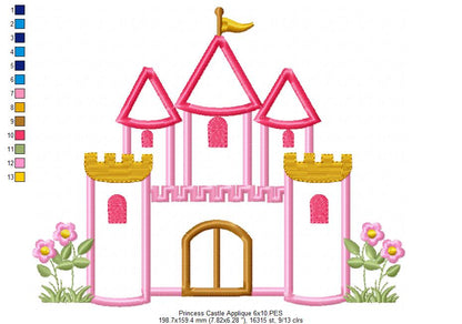 Princess Castle - Applique Machine Embroidery Design