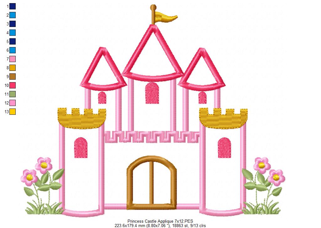 Princess Castle - Applique Machine Embroidery Design