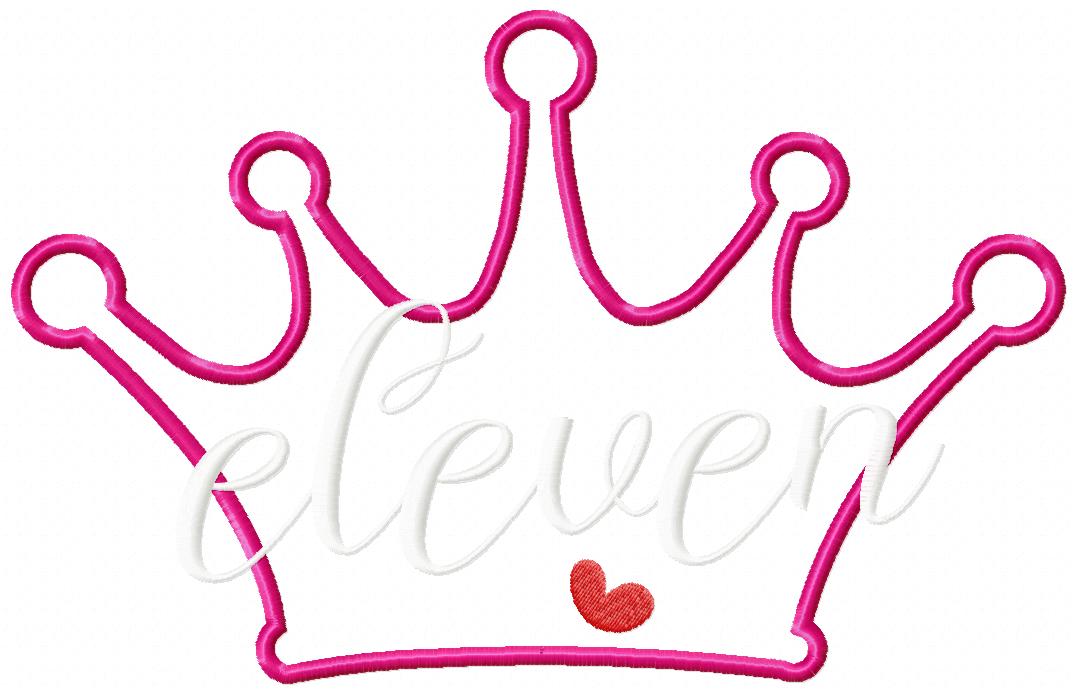 Princess Crown Birthday Set Numbers 1-11 - Applique
