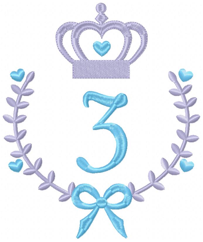 Crown, Frame and Bow Alphabet A-Z and Numbers 1-11 - Fill Stitch