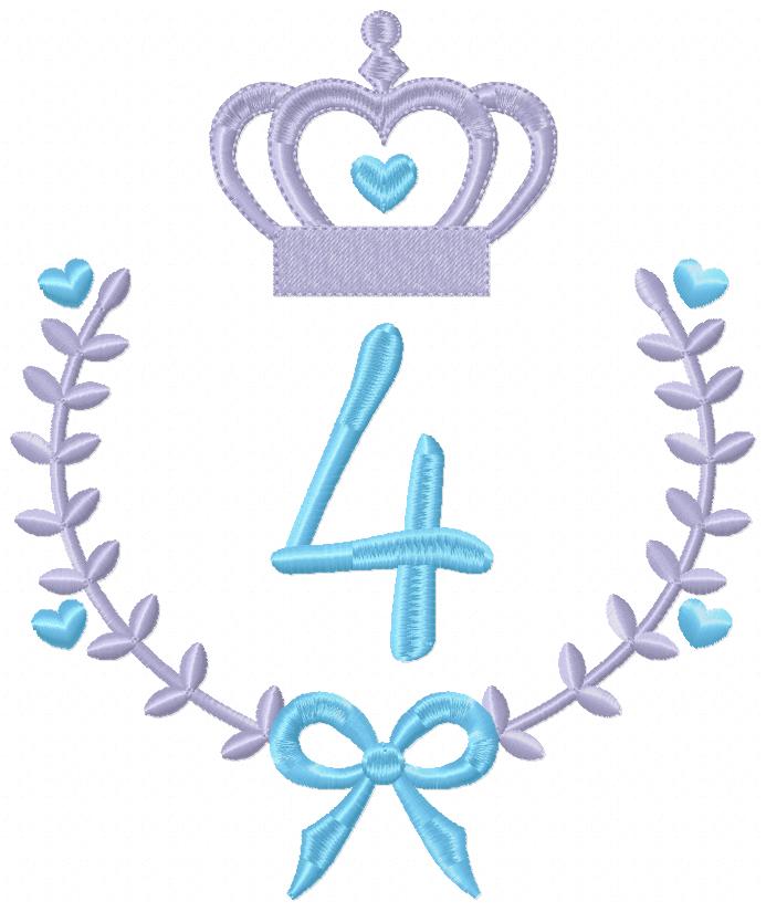 Crown, Frame and Bow Alphabet A-Z and Numbers 1-11 - Fill Stitch