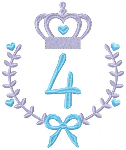 Crown, Frame and Bow Alphabet A-Z and Numbers 1-11 - Fill Stitch