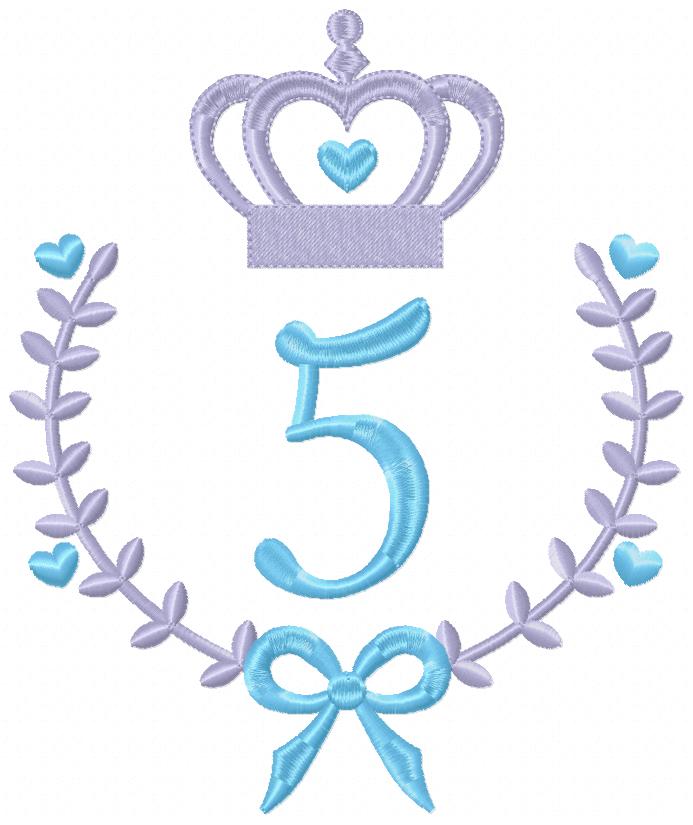 Crown, Frame and Bow Alphabet A-Z and Numbers 1-11 - Fill Stitch