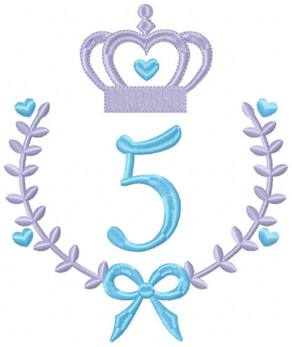 Crown, Frame and Bow Alphabet A-Z and Numbers 1-11 - Fill Stitch