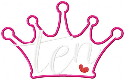 Princess Crown Birthday Set Numbers 1-11 - Applique