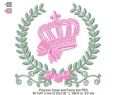Princess Crown and Frame - Fill Stitch