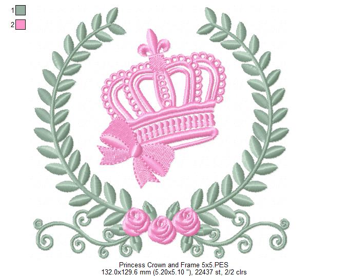 Princess Crown and Frame - Fill Stitch