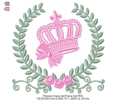 Princess Crown and Frame - Fill Stitch