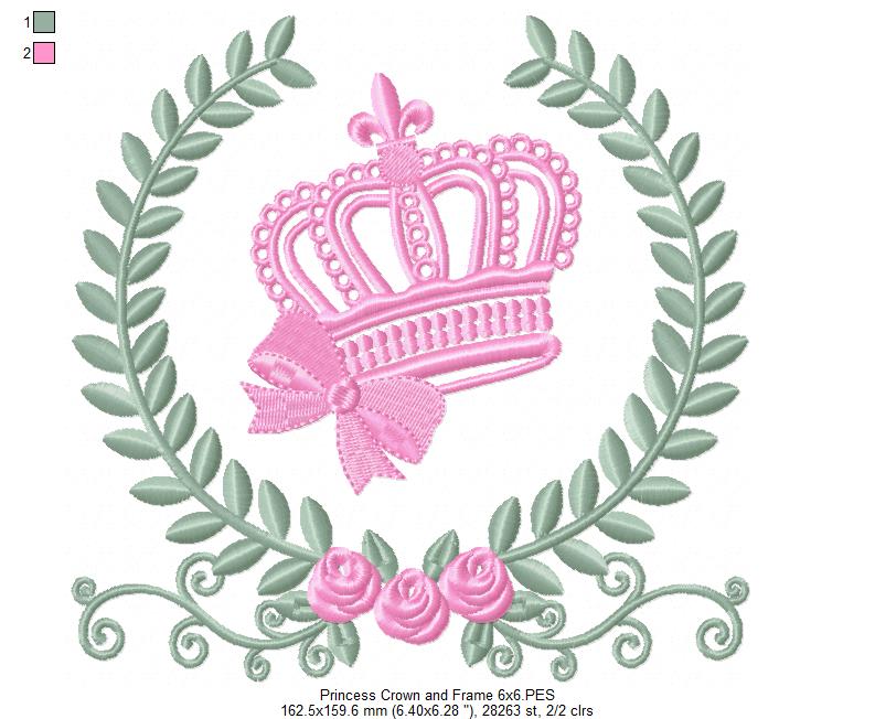 Princess Crown and Frame - Fill Stitch