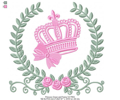 Princess Crown and Frame - Fill Stitch
