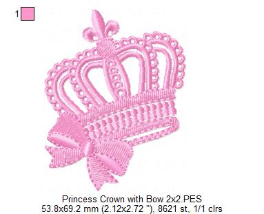 Princess Tiara with Bow - Fill Stitch - Machine Embroidery Design