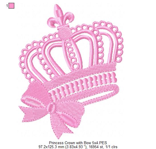 Princess Tiara with Bow - Fill Stitch - Machine Embroidery Design