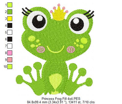 Princess Frog – Fill Stitch – Machine Embroidery Design