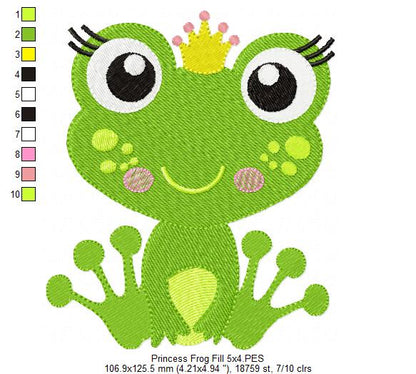 Princess Frog – Fill Stitch – Machine Embroidery Design