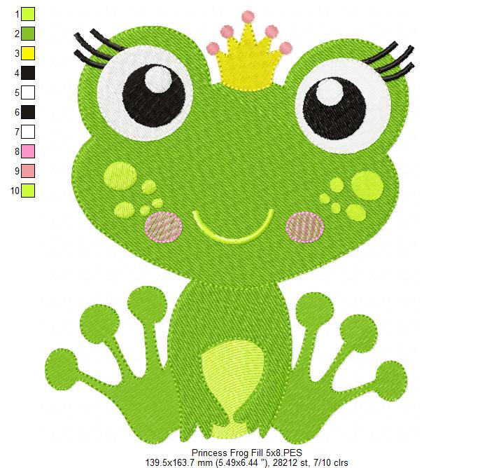 Princess Frog – Fill Stitch – Machine Embroidery Design