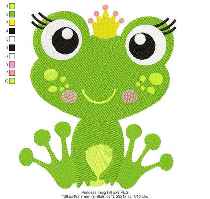 Princess Frog – Fill Stitch – Machine Embroidery Design