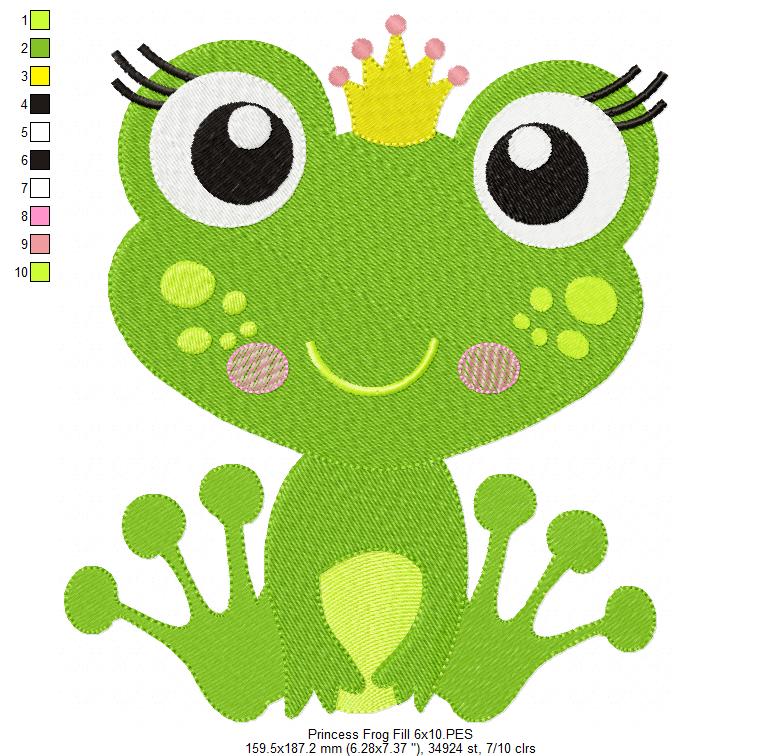 Princess Frog – Fill Stitch – Machine Embroidery Design
