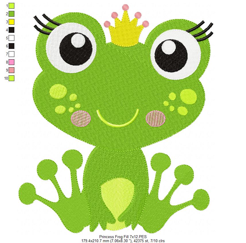 Princess Frog – Fill Stitch – Machine Embroidery Design
