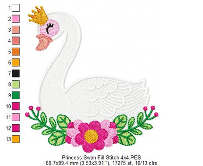 Princess Swan - Fill Stitch