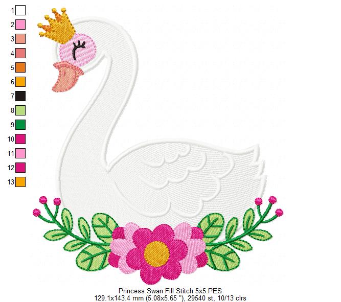 Princess Swan - Fill Stitch