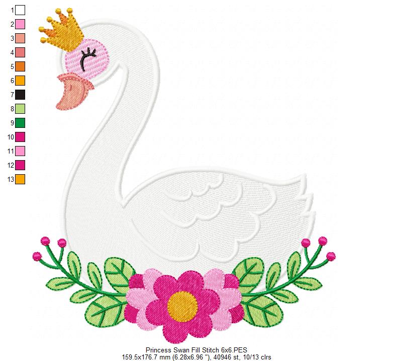 Princess Swan - Fill Stitch