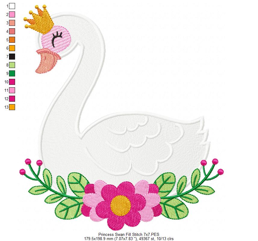 Princess Swan - Fill Stitch