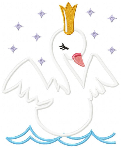 Princess Swan - Applique - Machine Embroidery Design