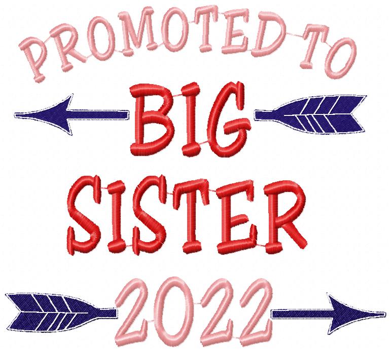 Promoted to Big Sister 2022 - Fill Stitch