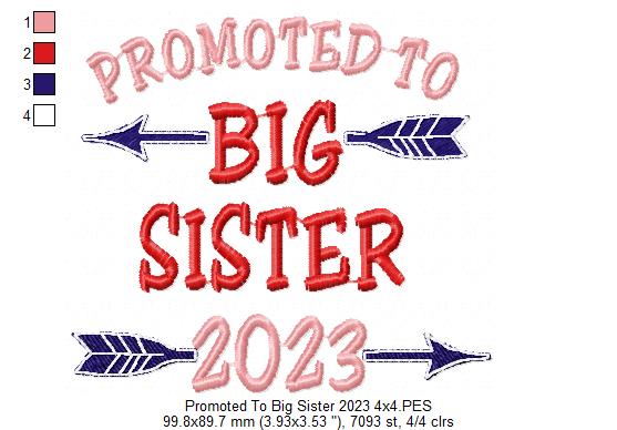 Promoted to Big Sister 2023 - Fill Stitch