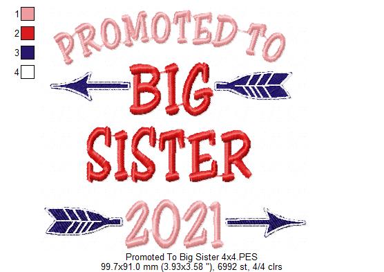 Promoted to Big Sister 2021 - Fill Stitch