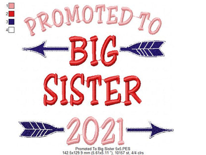 Promoted to Big Sister 2021 - Fill Stitch