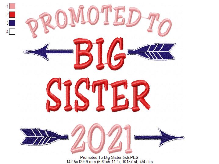 Promoted to Big Sister 2021 - Fill Stitch