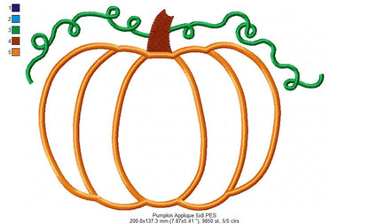 Pumpkin - Applique - Machine Embroidery Design