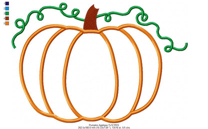 Pumpkin - Applique - Machine Embroidery Design