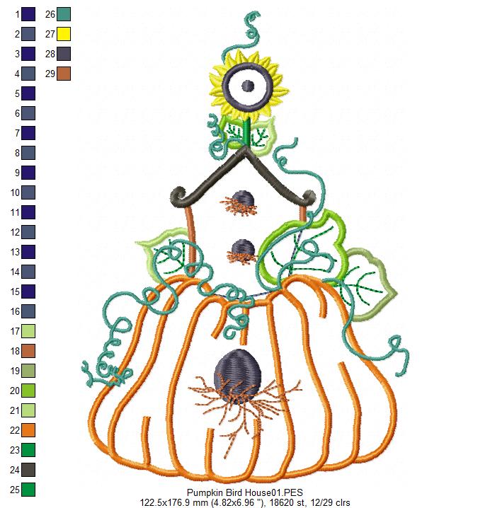 Pumpkin Bird House - Applique