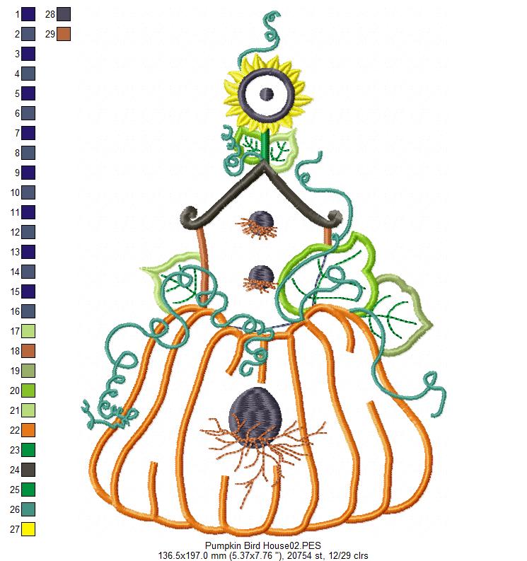 Pumpkin Bird House - Applique