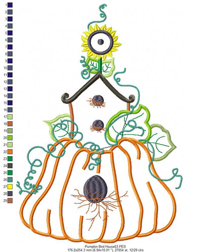 Pumpkin Bird House - Applique