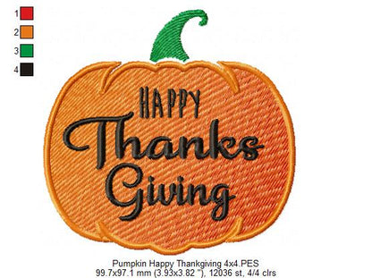 Happy Thanksgiving Pumpkin - Fill Stitch