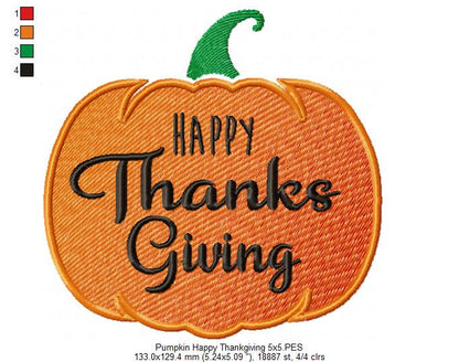 Happy Thanksgiving Pumpkin - Fill Stitch