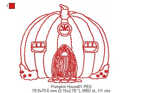 Pumpkin House - Redwork
