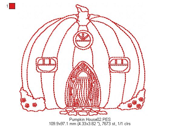 Pumpkin House - Redwork