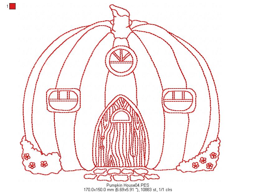 Pumpkin House - Redwork