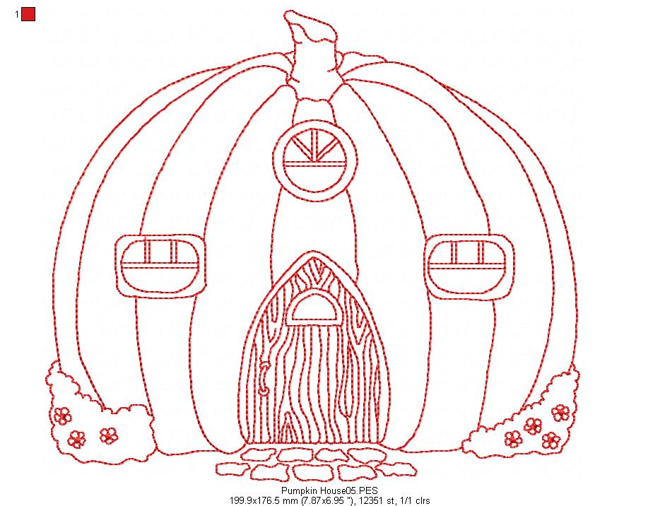 Pumpkin House - Redwork
