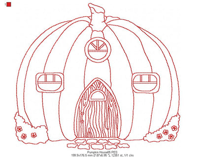 Pumpkin House - Redwork