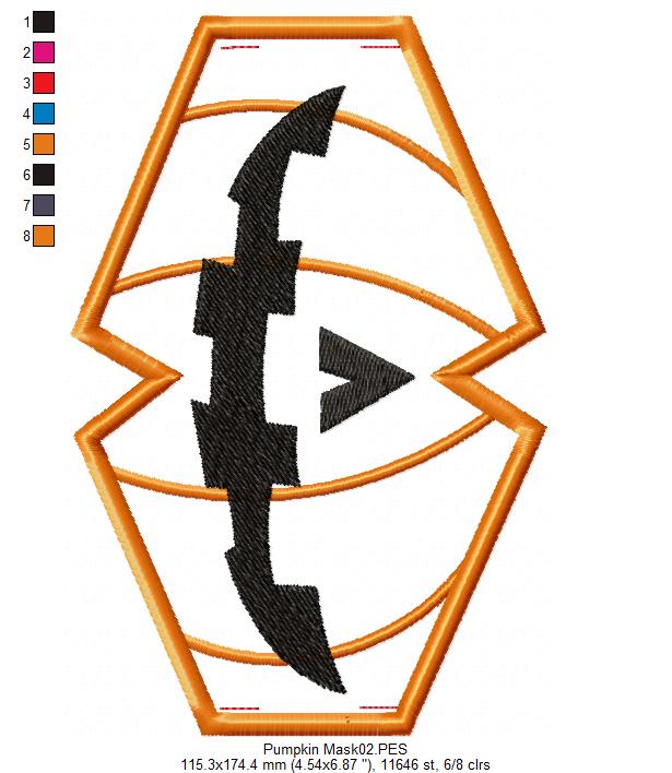 Pumpkin Face Mask - ITH Project - Machine Embroidery Design