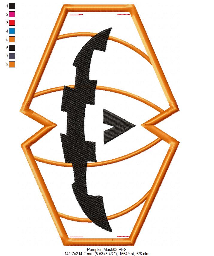 Pumpkin Face Mask - ITH Project - Machine Embroidery Design