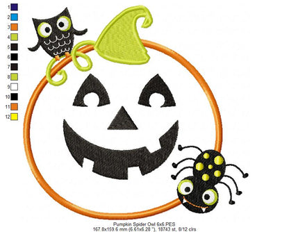 Pumpkin , Spider and Owl - Applique