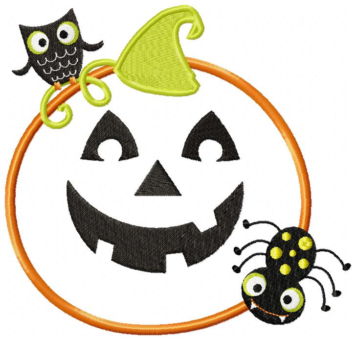 Pumpkin , Spider and Owl - Applique