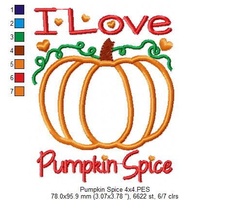 I Love Pumpkin Spice - Applique